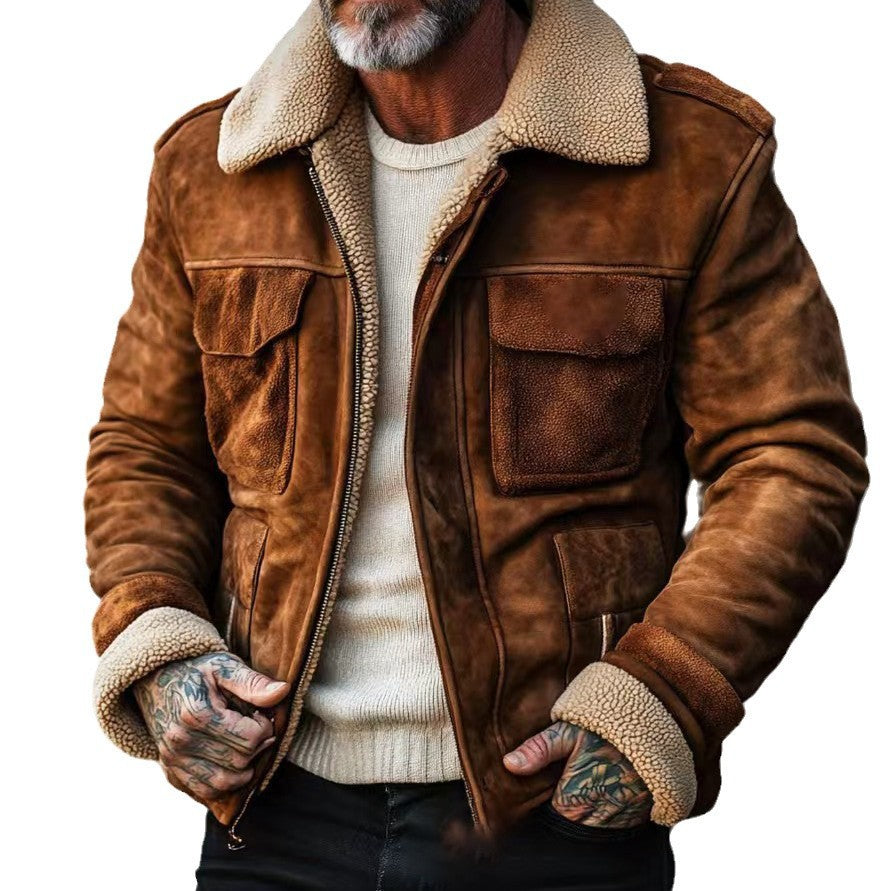 Herren Übergangsjacke mit Lammfellkragen Echoarchiv