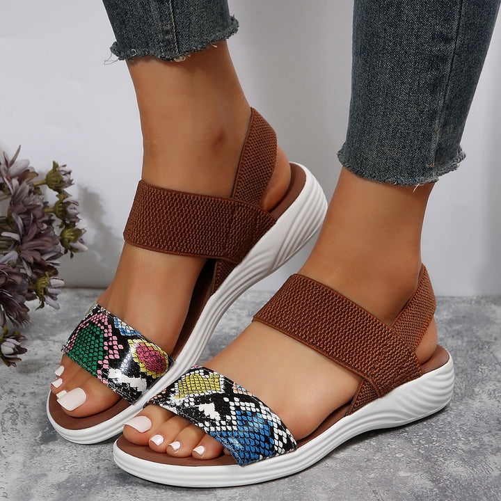 Damen Strick‑Sandalen mit elastischen Riemen und dämpfender Plateau‑Sohle Echo Archiv