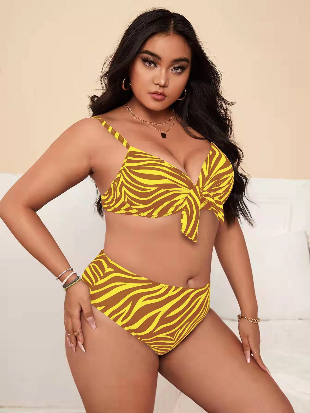 Damen Bikini-Set mit verspieltem Knotendesign und hohem Bund Echo Archiv