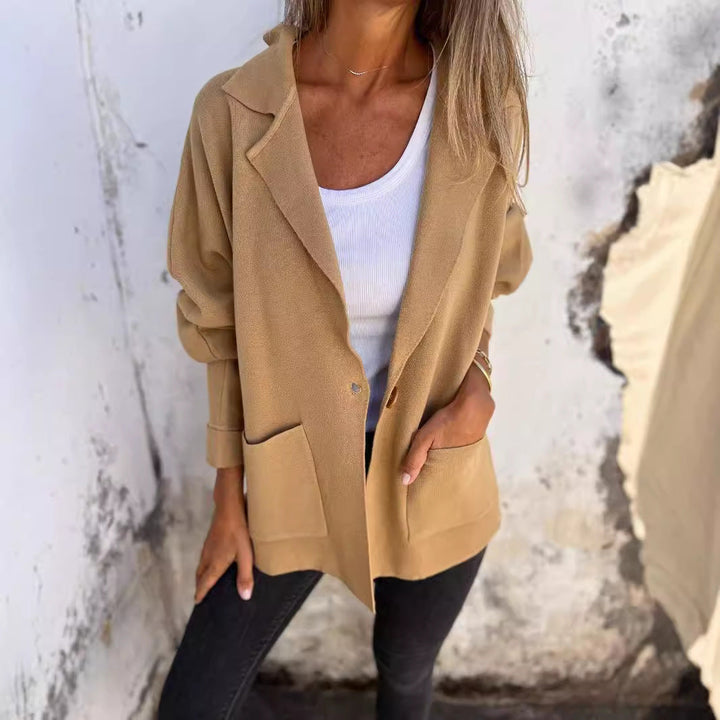 Damen Lässiger Oversize-Blazer mit praktischen Taschen und Knopfverschluss Echoarchiv