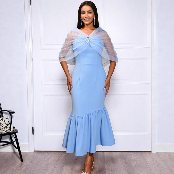 Damen elegantes Midikleid mit transparenter Überwurfjacke Echo Archiv
