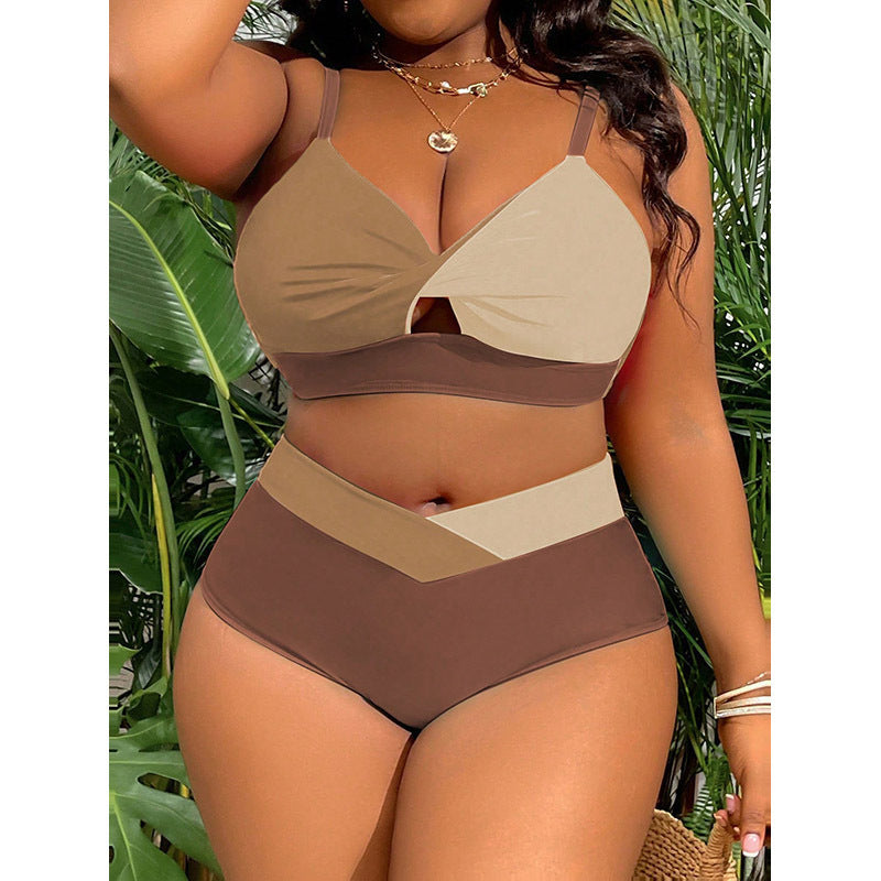 Damen hoch tailliertes Bikini-Set mit modischem Farbblock-Design Echo Archiv