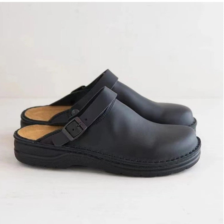 Herren Geschlossene Leder‑Clogs mit verstellbarem Riemen und gepolstertem Komfortfußbett – Tavélo