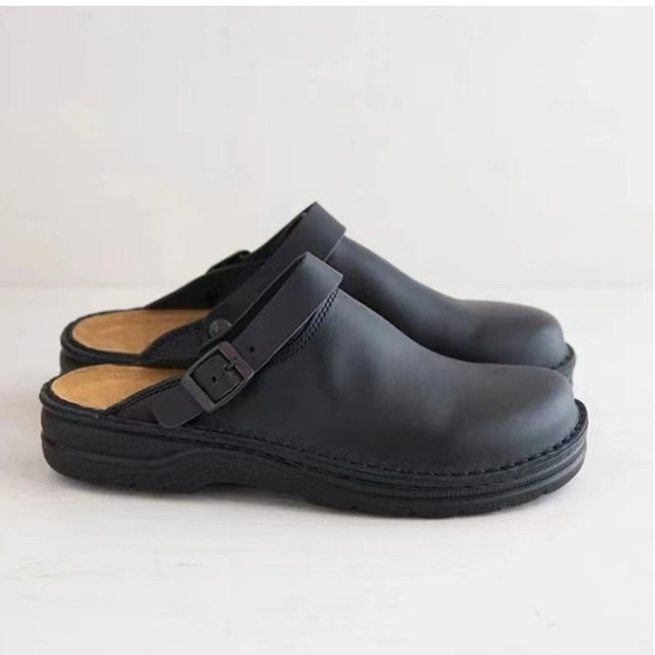 Herren Geschlossene Leder‑Clogs mit verstellbarem Riemen und gepolstertem Komfortfußbett – Tavélo