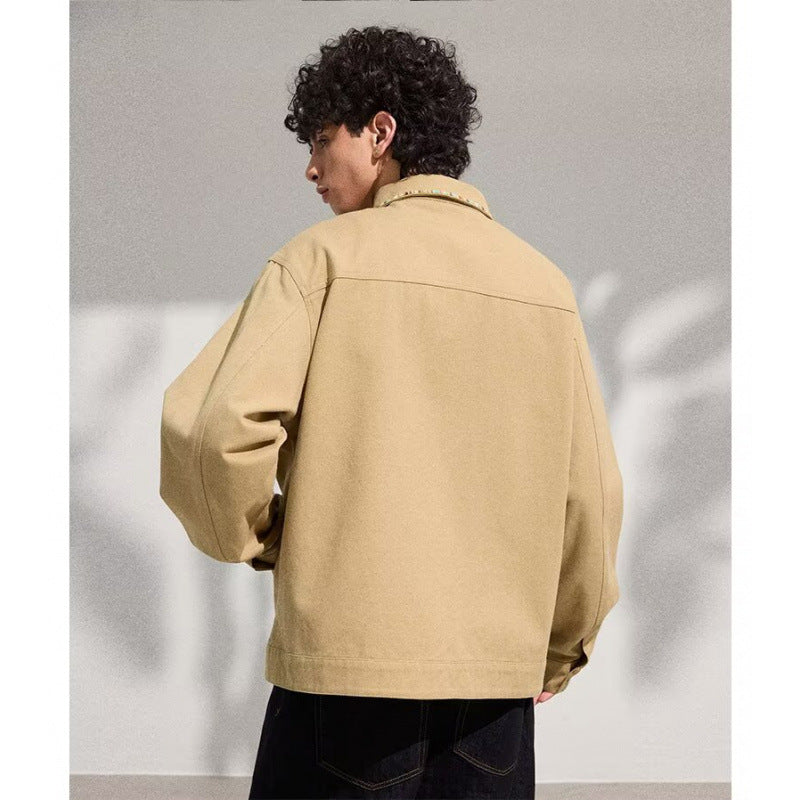 Herren Leichte Blousonjacke mit kontrastierter Zierband-Blende Echoarchiv