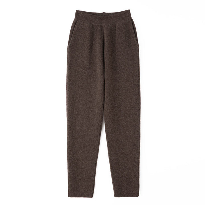 Damen Kaschmir‑Optik Strickhose mit elastischem Bund, konischer Silhouette und Eingrifftaschen Echoarchiv