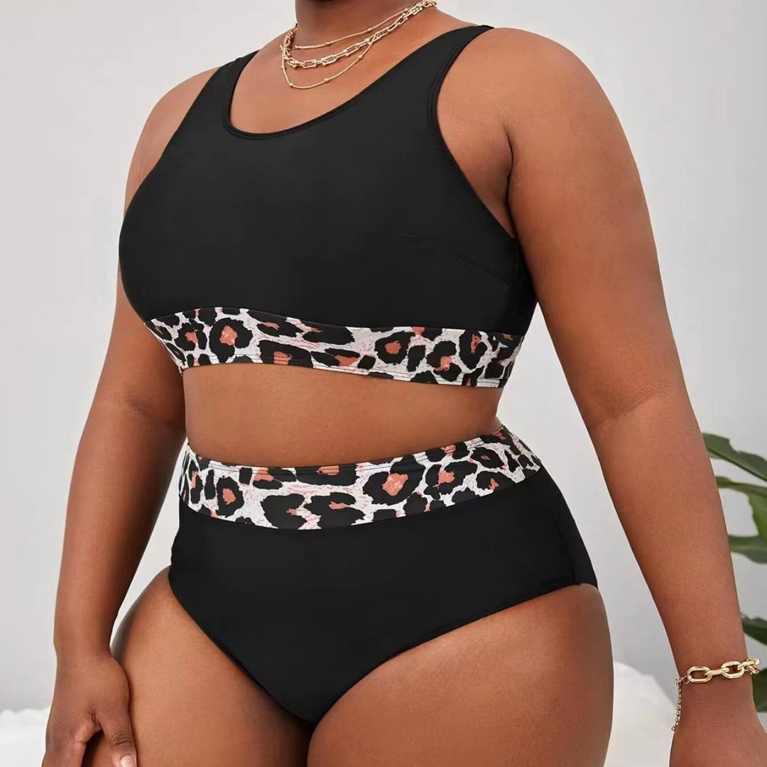 Damen Sportlicher Hochschnitt-Bikini mit Leopardenmuster Echo Archiv