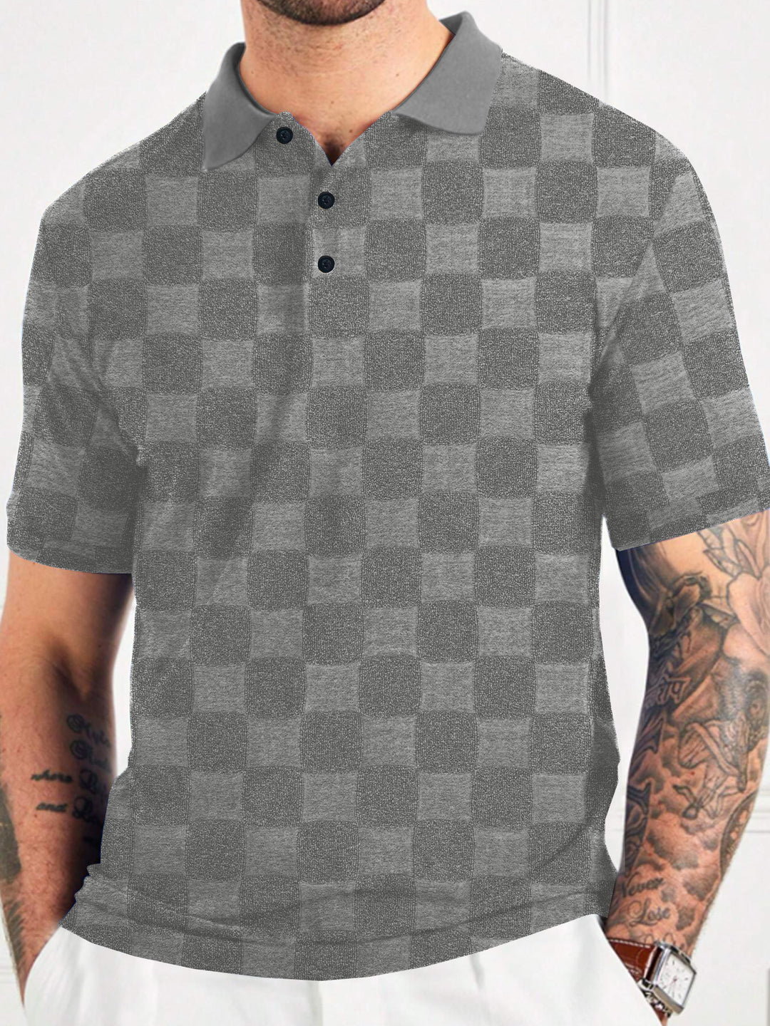 Herren Poloshirt mit strukturiertem Design und modischen Knöpfen Echoarchiv