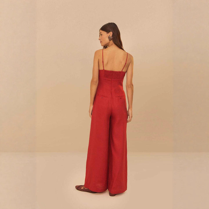 Damen Eleganter Jumpsuit mit voluminösen Rüschendetails und fließendem Schnitt Echo Archiv