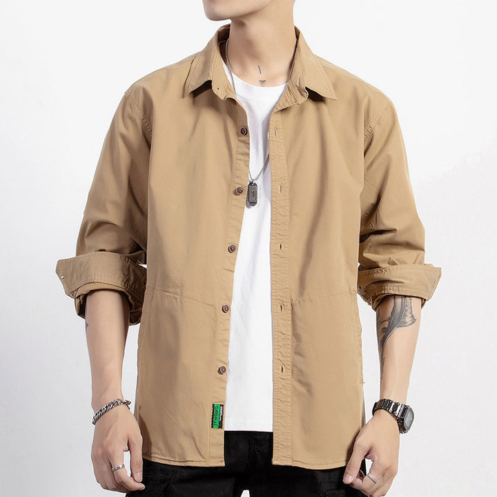 Herren leichtes Utility-Overshirt mit Knopfleiste und Hemdkragen Echoarchiv