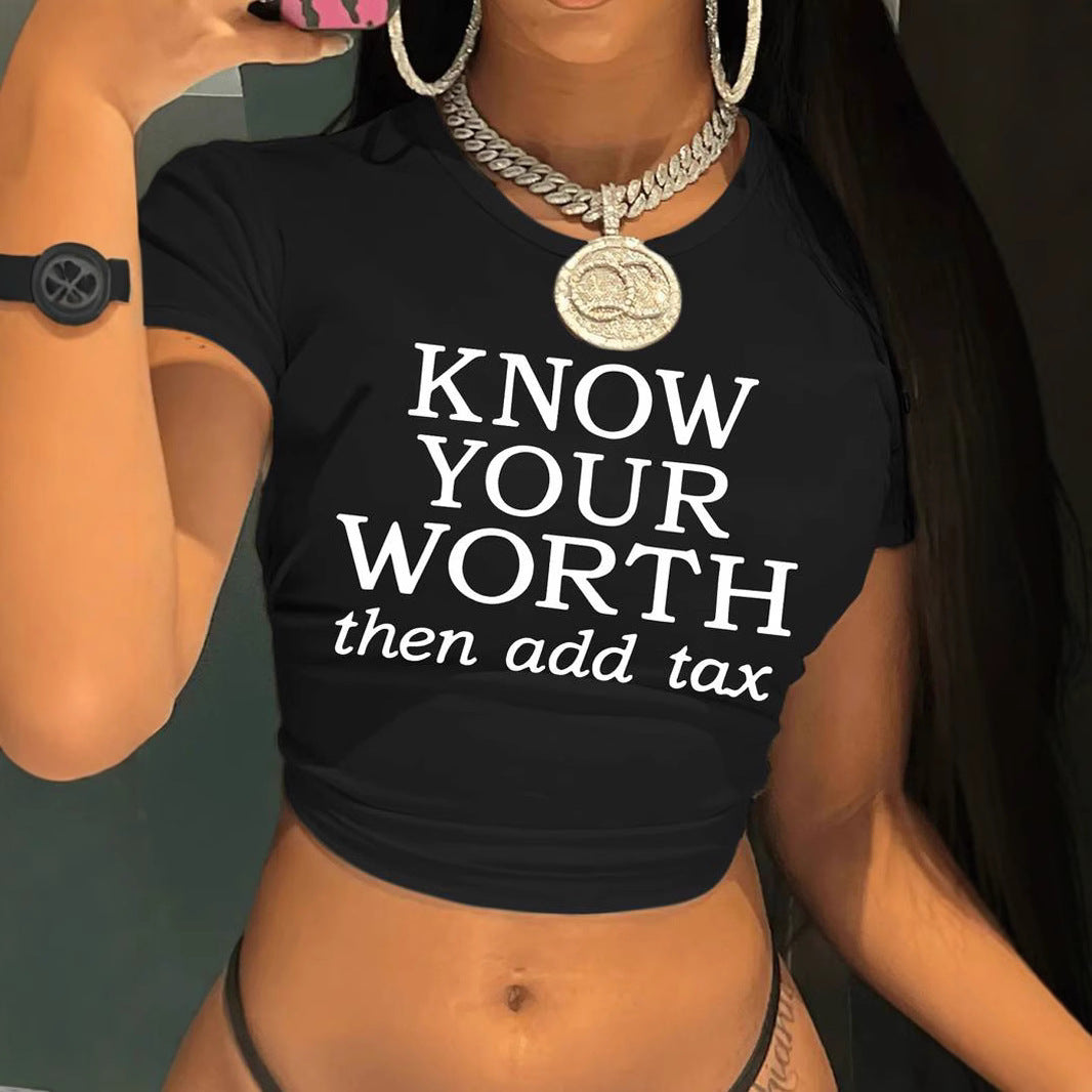Damen Crop-T-Shirt mit inspirierendem Schriftzug Echo Archiv