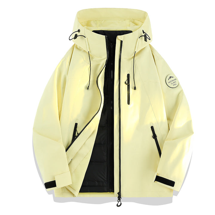 Damen Leichte wasserdichte Kapuzenjacke mit Teddy‑Charm und verdeckten Reißverschlusstaschen Echoarchiv