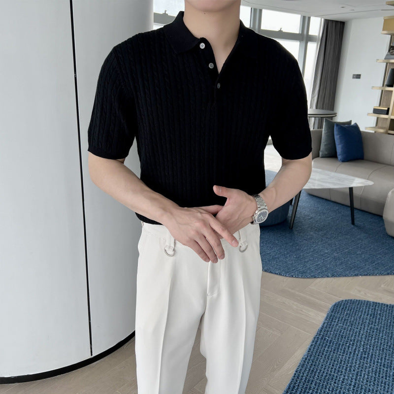 Herren Kurzarm Strick-Polo-Shirt Echo Archive