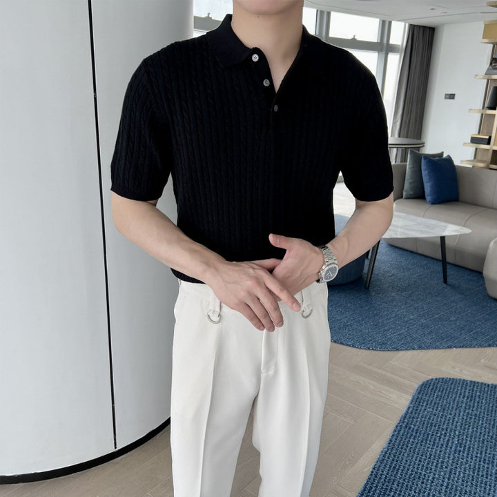 Herren Kurzarm Strick-Polo-Shirt Echo Archive