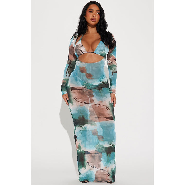 Damen Elegantes Maxikleid mit modernem Animal-Print Echo Archiv