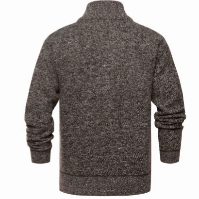 Herren gebürstete Strickjacke mit kariertem Thermofutter und Stehkragen – Taviero