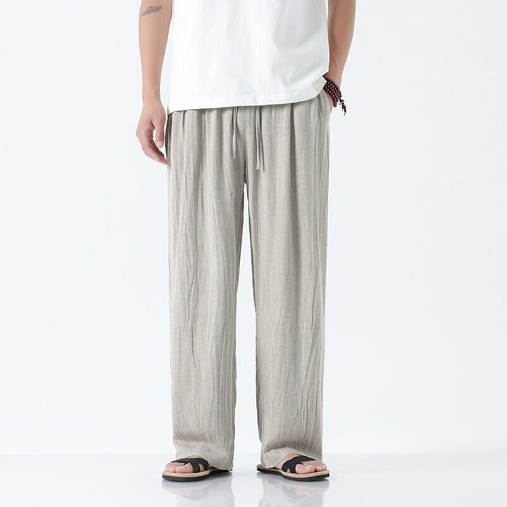 Herren nan weite Leinenhose mit verstellbarem Tunnelzugbund, lässiger Bundfaltenoptik und seitlichen Eingrifftaschen Echo Archiv