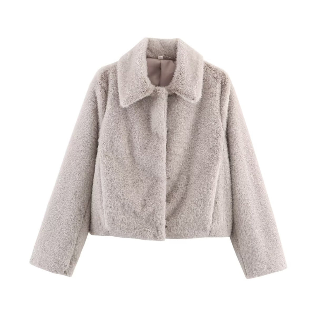 Damen nan kurz geschnittene Kunstfelljacke mit Umlegekragen, weichem Innenfutter und cooler Cropped-Silhouette Echo Archiv