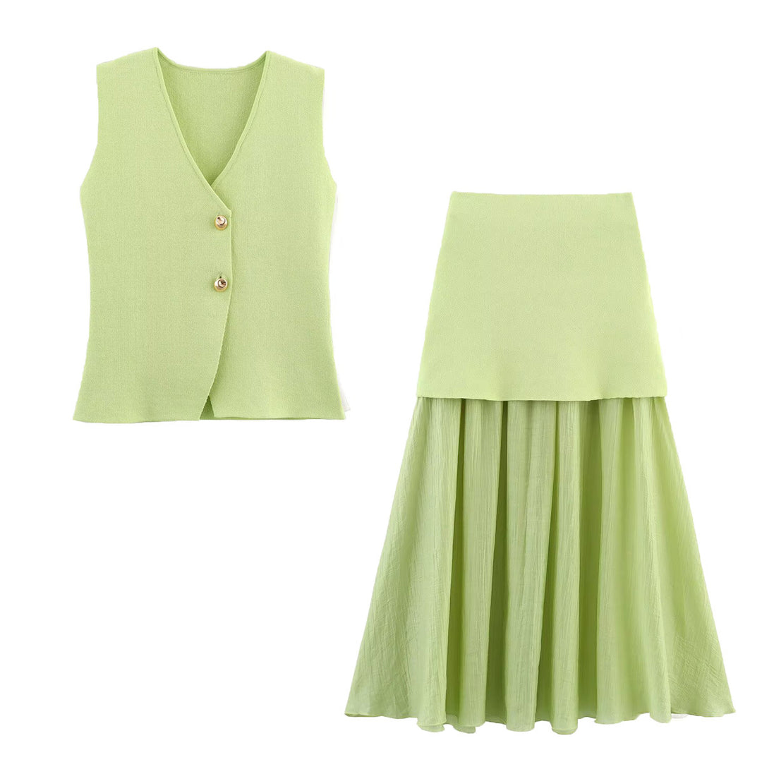 Damen Zweilagiger Chiffon-Maxirock mit glattem Hüftbesatz und A‑Linien‑Fall Echo Archiv