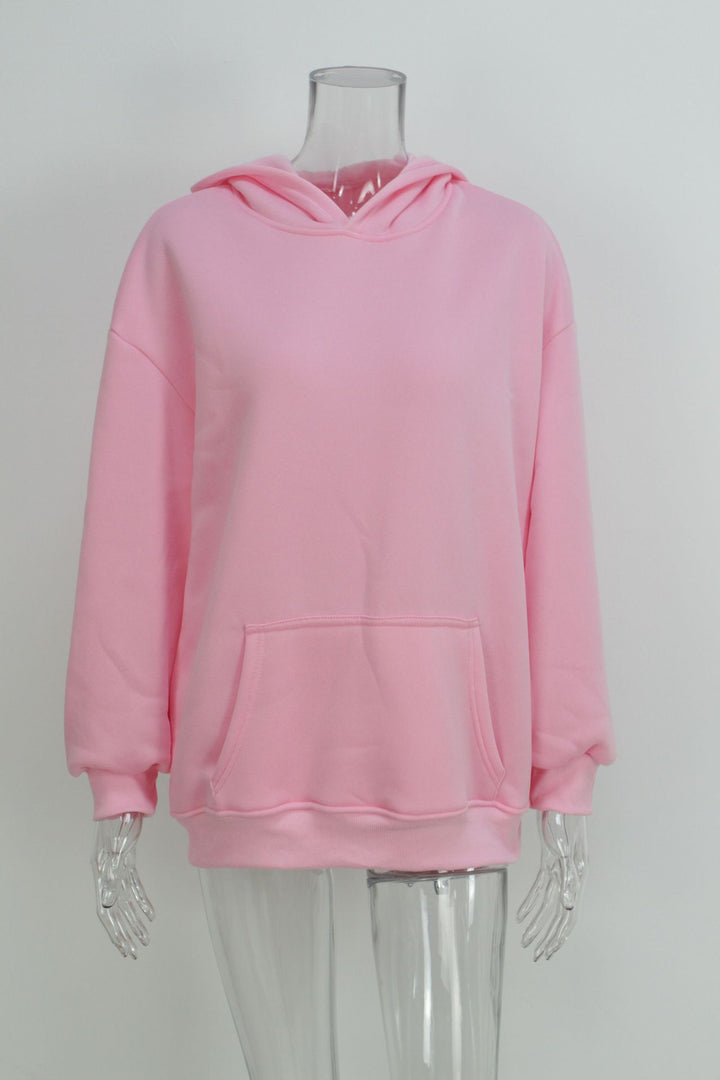 Damen weicher Oversize-Kapuzenpullover mit asymmetrischem Saum Kängurutasche und überschnittener Schulter – Auréline
