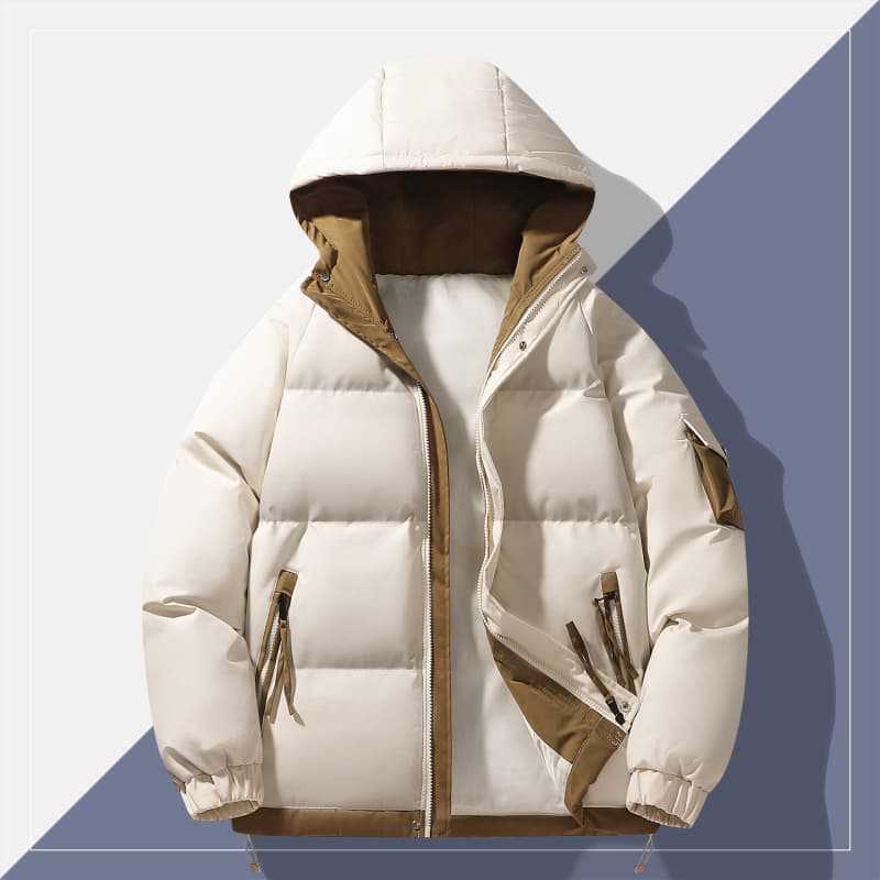 Herren urban gepolsterter Anorak mit Kapuze, kontrastierendem Futter und Mehrfachtaschen – Marzano