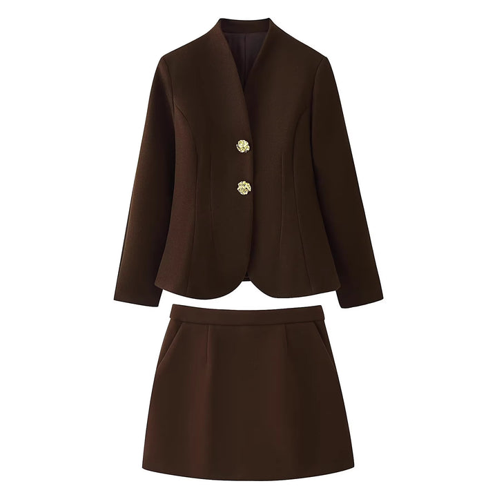 Damen Taillierter Blazer mit Stehkragen und dekorativen Goldknöpfen Echo Archiv