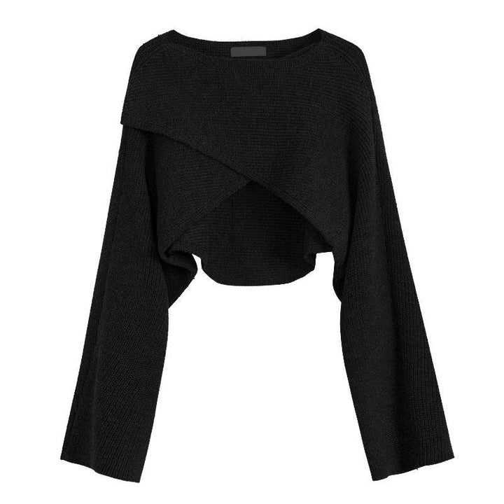 Damen lässiger Cropped-Pullover mit asymmetrischem Schnitt und strukturierter Oberfläche Echoarchiv