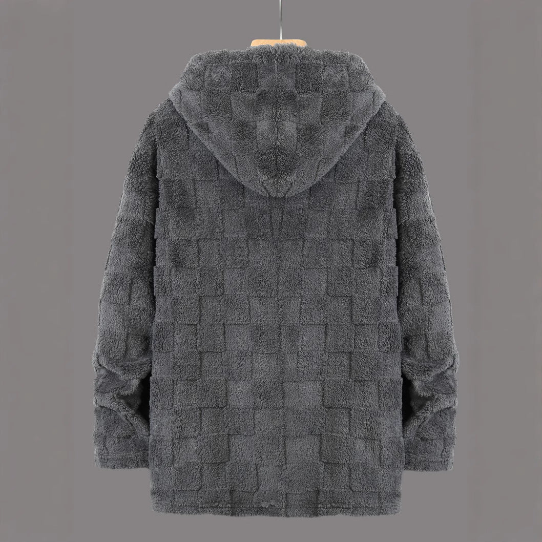 Herren Kuschelige Fleecejacke mit Kapuze und Taschen Echoarchiv