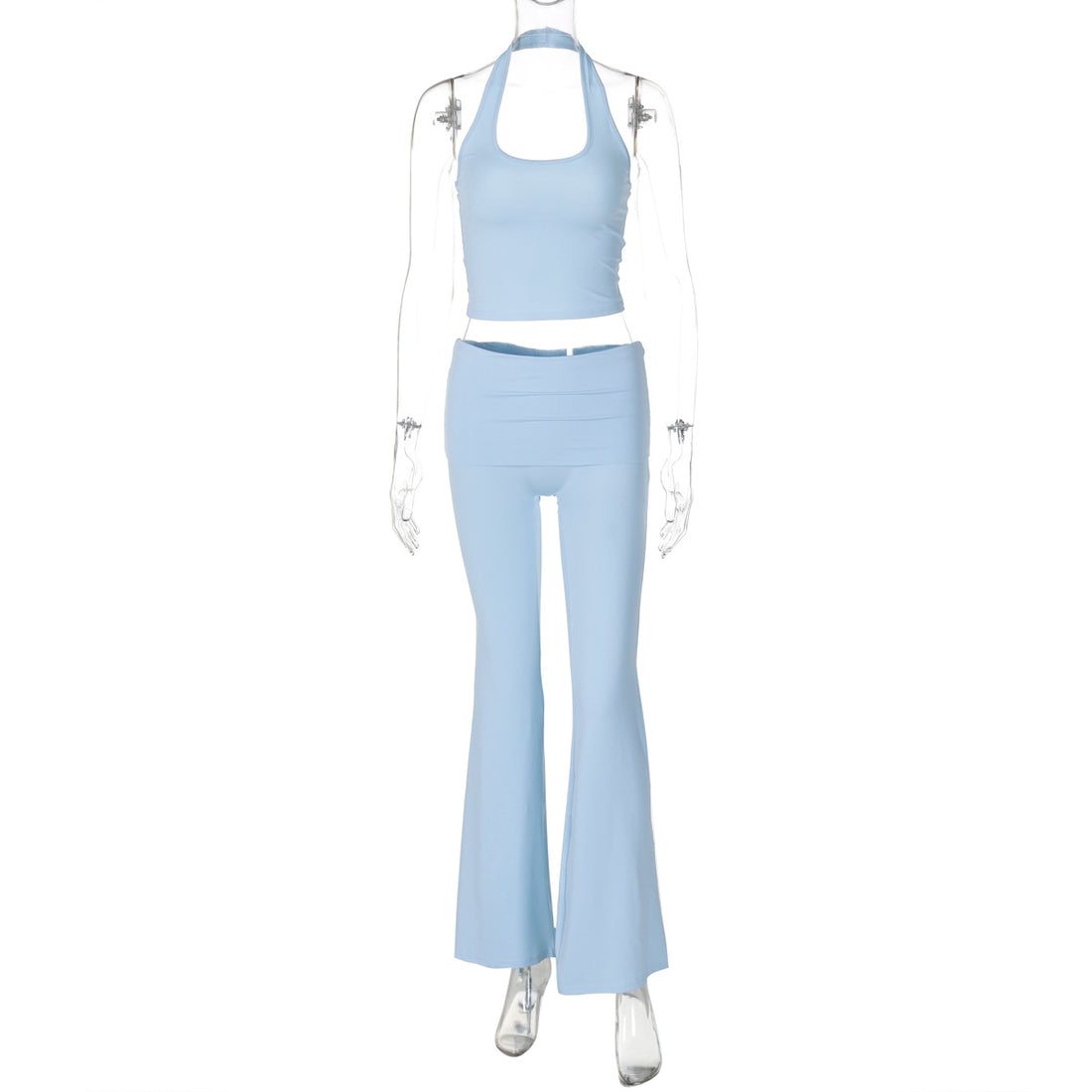 Damen Sportliches Set mit Haltertop und Flared Pants – Élanora