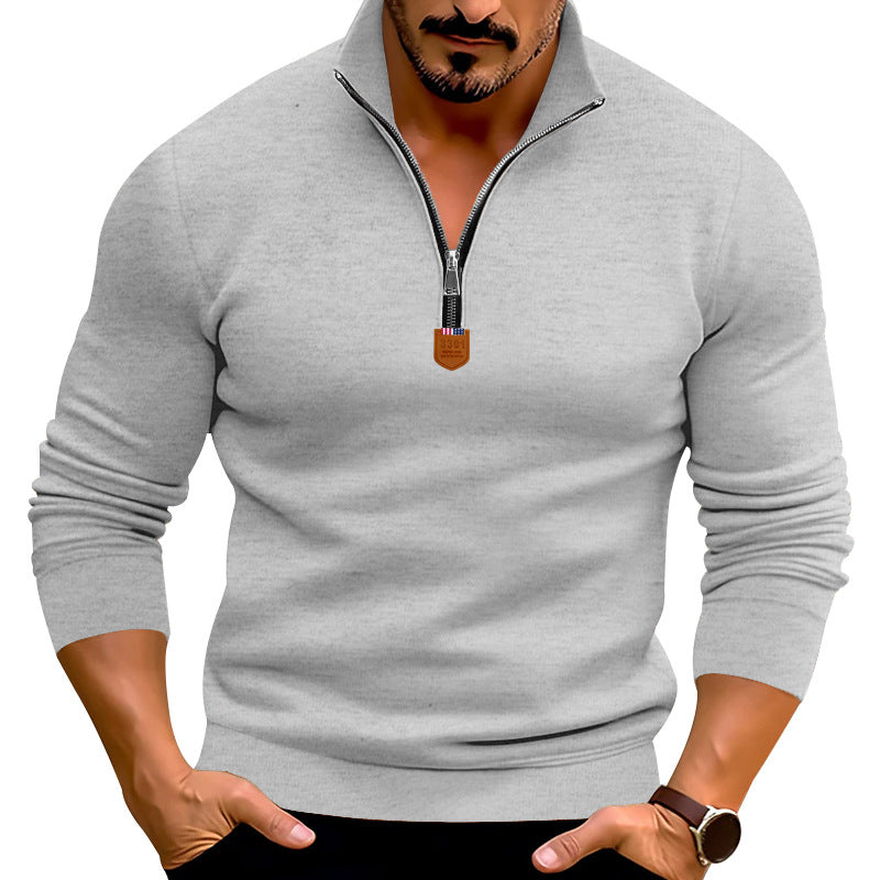 Herren sportlicher Pullover mit modernem Stehkragen und elastischen Bündchen Echoarchiv