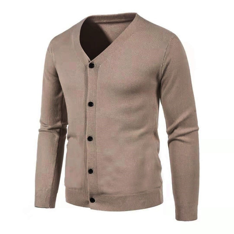 Herren stilvolle Strickjacke mit tiefem V-Ausschnitt und Knopfleiste Echoarchiv