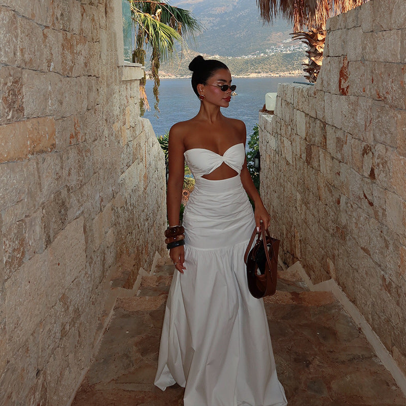 Damen Maxikleid mit gerafftem Oberteil und verspieltem Rock Echo Archiv