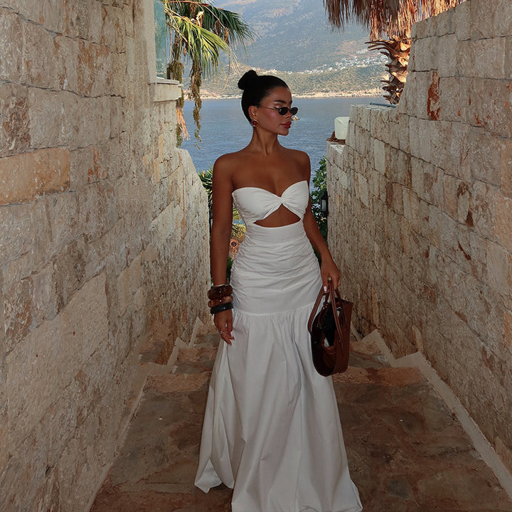 Damen Maxikleid mit gerafftem Oberteil und verspieltem Rock Echo Archiv