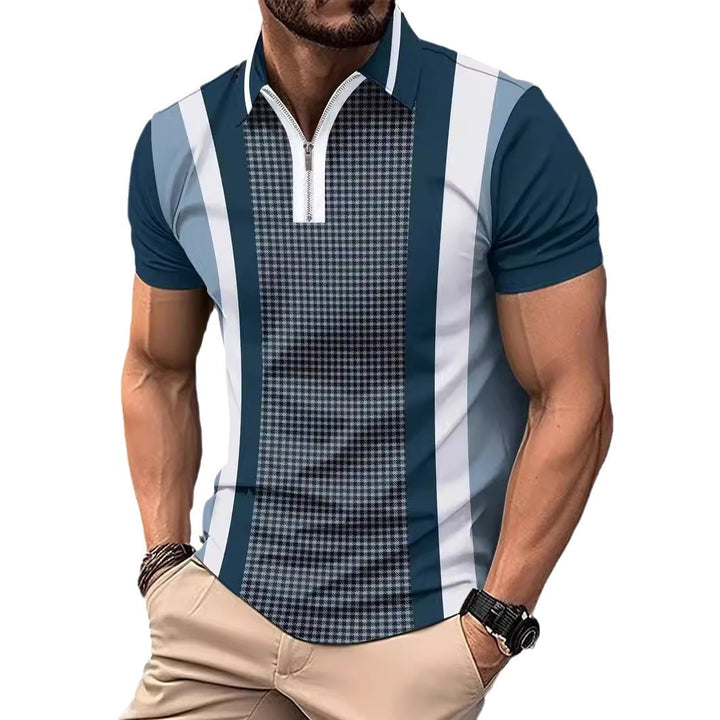 Herren Kurzarm Poloshirt mit modernem Karomuster und funktionsgerechtem Stehkragen Echoarchiv