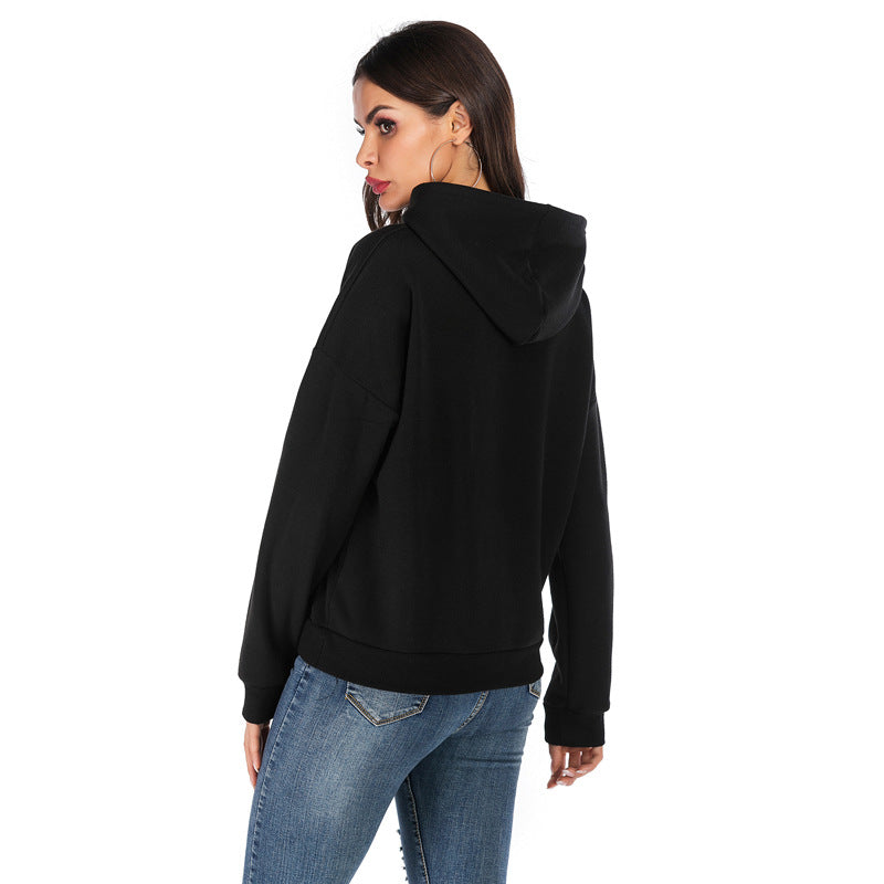 Damen Kapuzenpullover mit Statement-Print, Kängurutasche und Oversize-Schnitt Echoarchiv