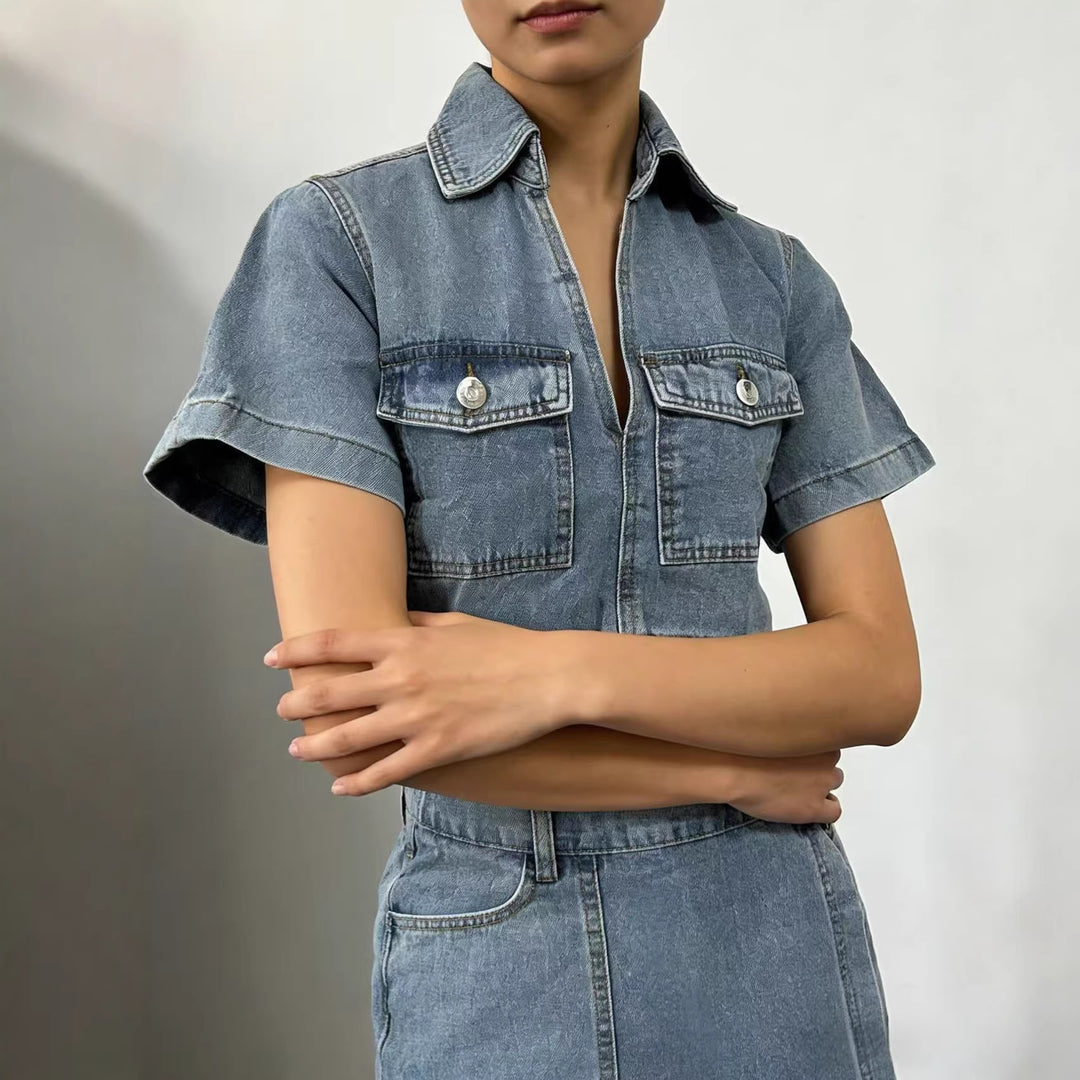 Damen Crop-Top und Minirock Set im lässigen Stil Echo Archiv