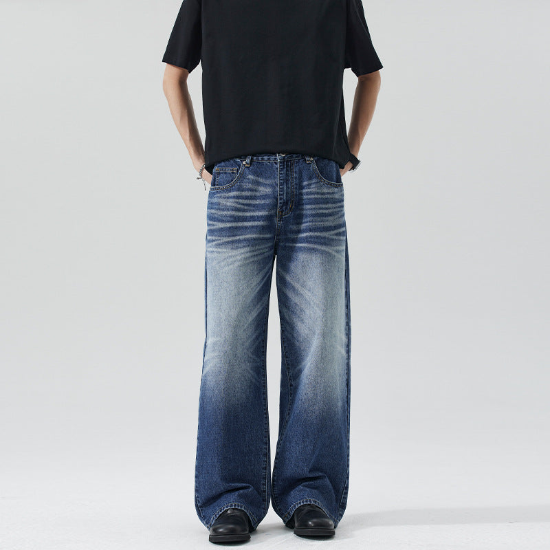 Herren Extraweite Stonewashed-Denim-Jeans mit starkem Fade-Effekt Echo Archiv