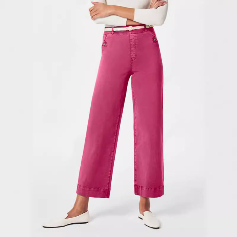 Damen Weite High-Waist Hose mit modischen Knopfdetails Echo Archiv