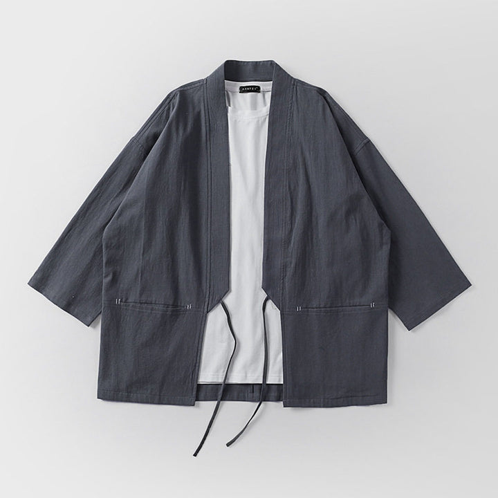 Unisex Kimono-Haori-Jacke mit Bindegürtel und dreiviertelärmeln Echoarchiv