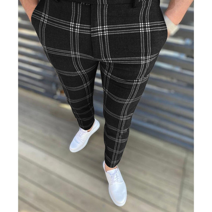 Herren Elegante Karottenhose mit strukturiertem Karo-Muster Echoarchiv