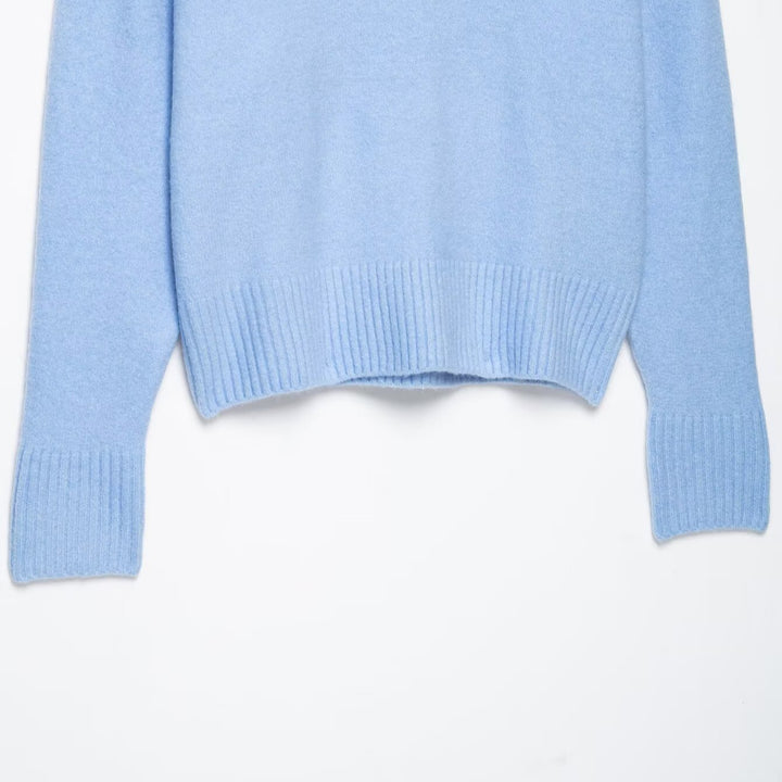 Damen Oversize V‑Ausschnitt Feinstrickpullover mit breitem Rippenbund Echoarchiv