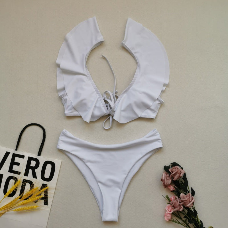 Damen Bikiniset mit Rüschen und Pflanzenmuster Echo Archiv