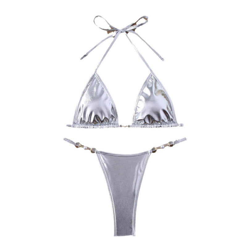 Damen Triangel-Bikini mit schimmerndem Obermaterial und eleganten Schmuckdetails Echo Archiv