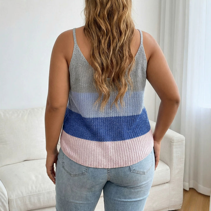 Damen luftiges Stricktop mit V-Ausschnitt und buntem Muster Echo Archiv