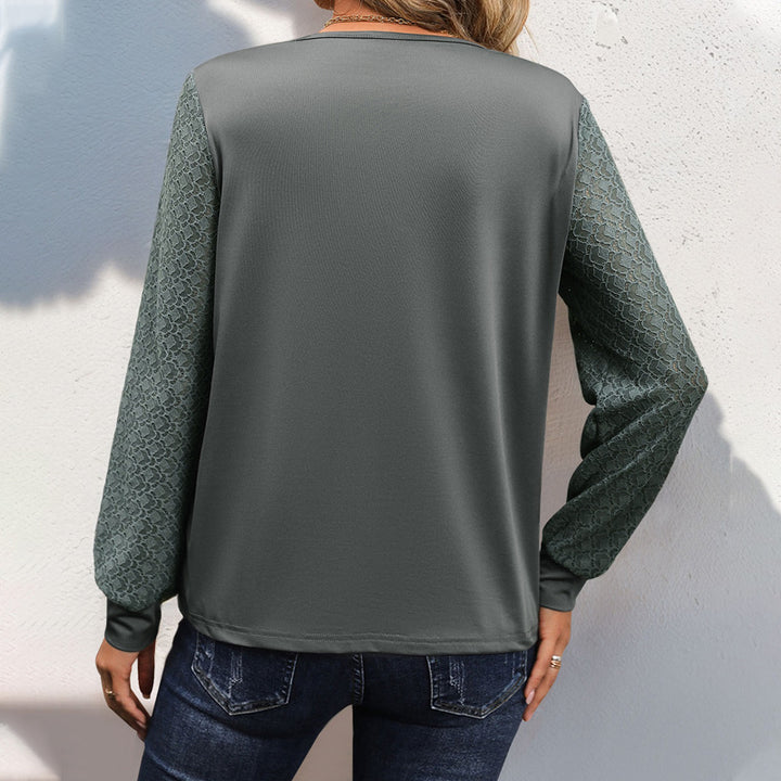 Damen Elegantes V-Ausschnitt Oberteil mit Spitzenärmeln Echo Archiv