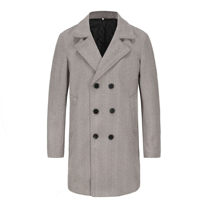 Herren eleganter Wollmantel mit doppeltem Revers und strukturiertem Design Echoarchiv
