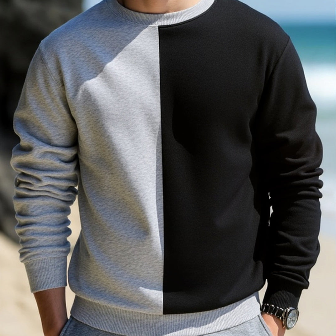 Herren Sweatshirt mit zweifarbiger Blockoptik, Rundhals & weichem Baumwoll‑Mix Echo Archiv