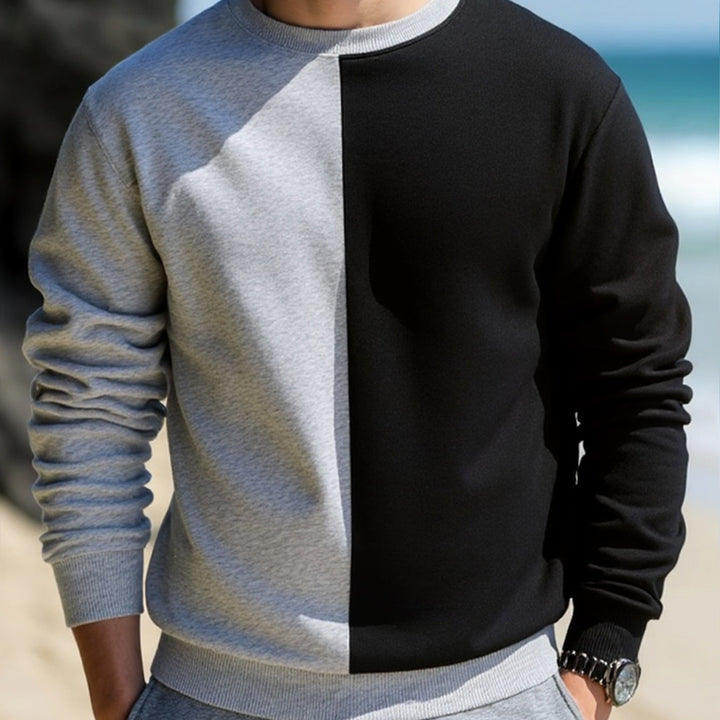 Herren Sweatshirt mit zweifarbiger Blockoptik, Rundhals & weichem Baumwoll‑Mix Echo Archiv