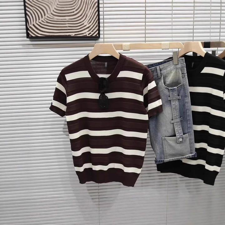 Herren Gestreiftes Kurzarm-Shirt Echoarchiv