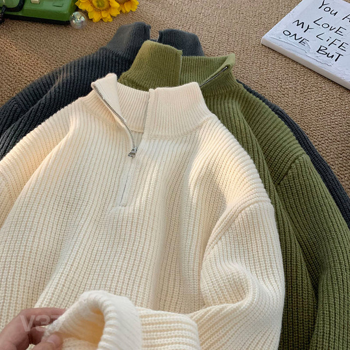 Herren lässiger Stehkragenpullover mit Reißverschluss Echoarchiv